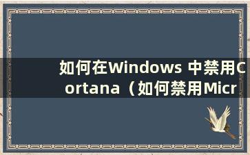 如何在Windows 中禁用Cortana（如何禁用Microsoft Cortana）